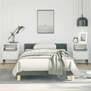 vidaXL Engineered Wood Twin XL Bed Frame with Headboard in Dark Gray