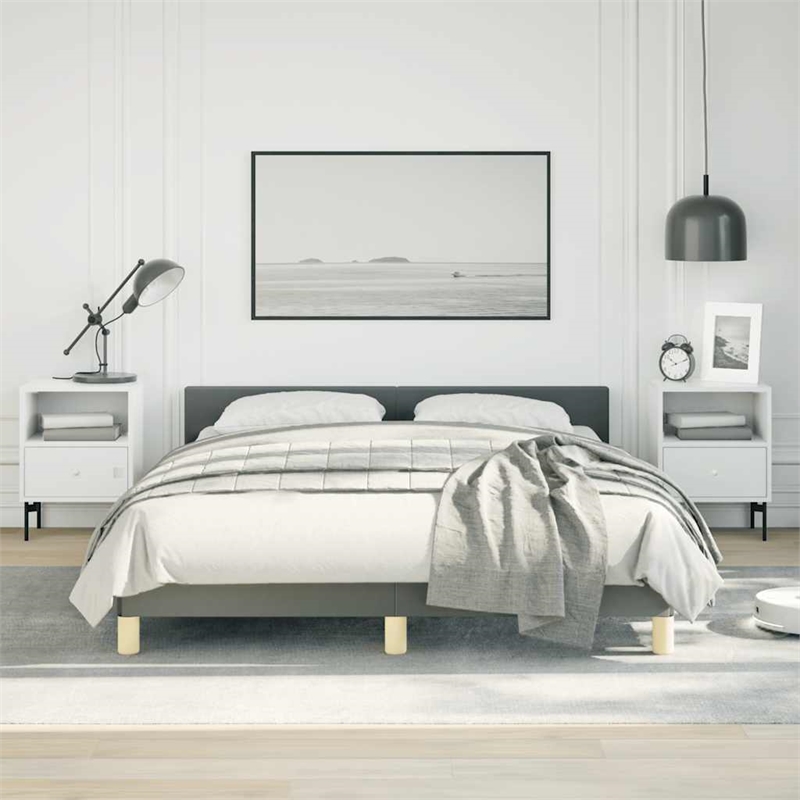 vidaXL Bed Frame With Headboard in Dark Gray