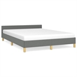 vidaXL Engineered Wood King Bed Frame with Headboard in Dark Gray Fabric