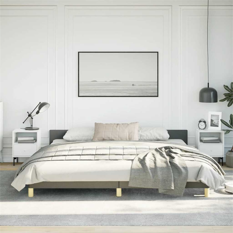 vidaXL Engineered Wood California King Bed Frame with Headboard in Dark Gray