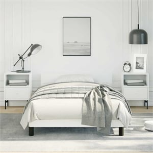 vidaXL Twin Faux Leather Bed Frame With Headboard in White