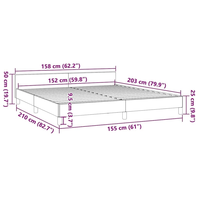 vidaXL Engineered Wood Faux Leather Queen Bed Frame in Black