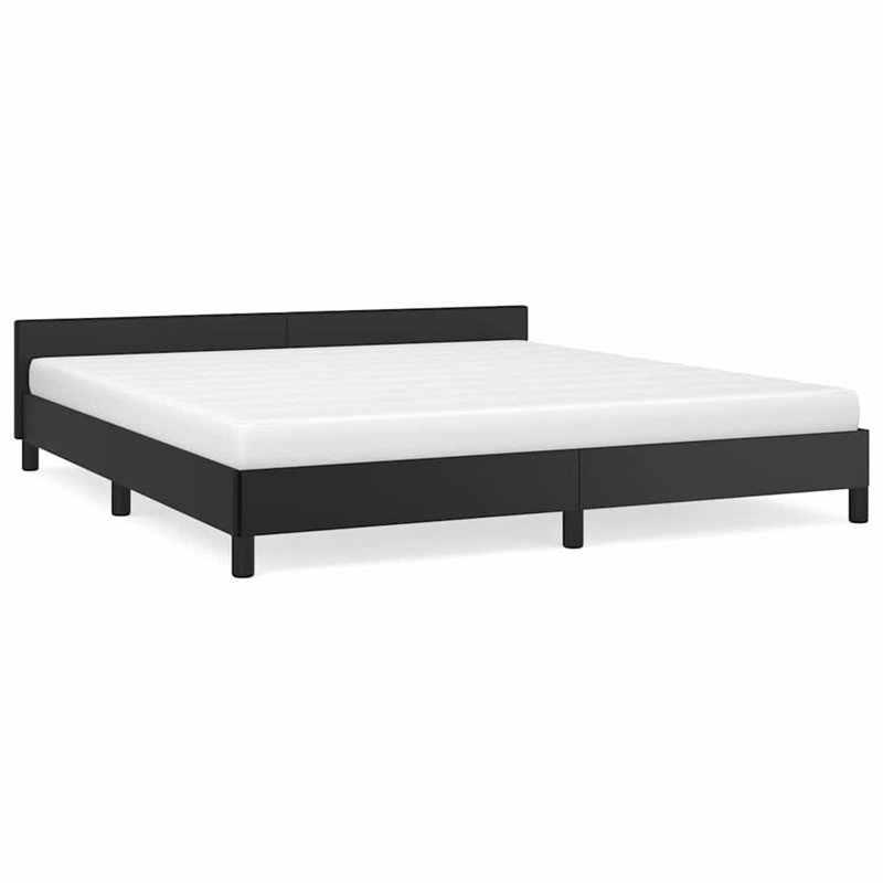 vidaXL Engineered Wood Faux Leather California King Bed Frame in Black