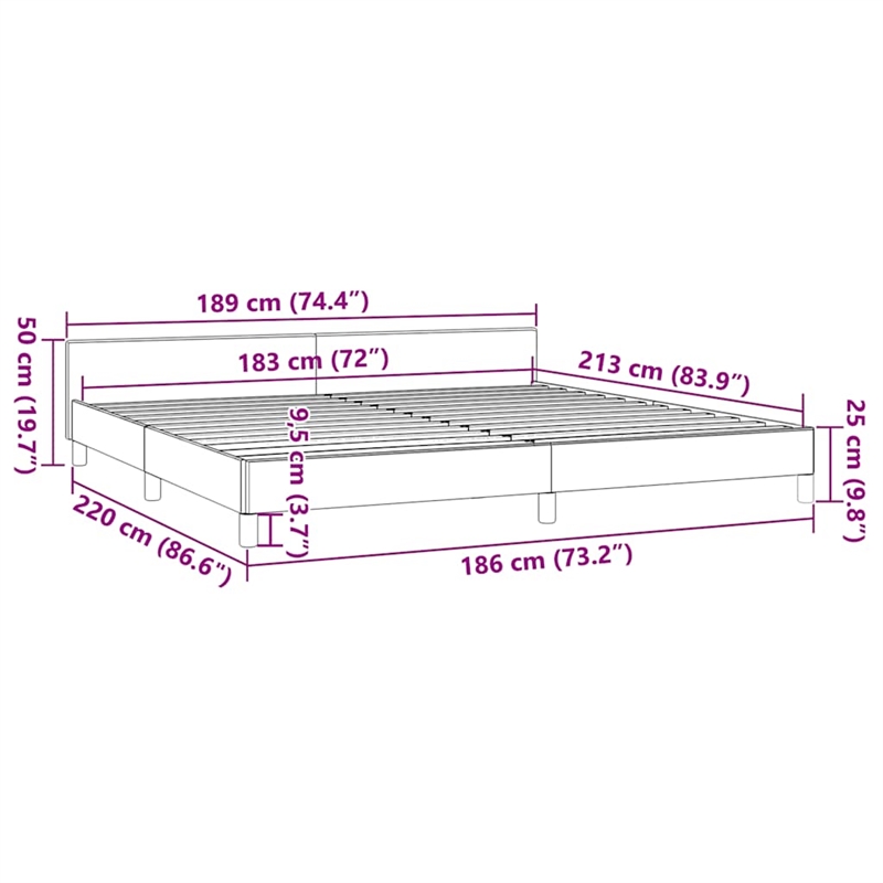 vidaXL Engineered Wood Faux Leather California King Bed Frame in Black