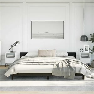 vidaXL Engineered Wood Faux Leather California King Bed Frame in Black