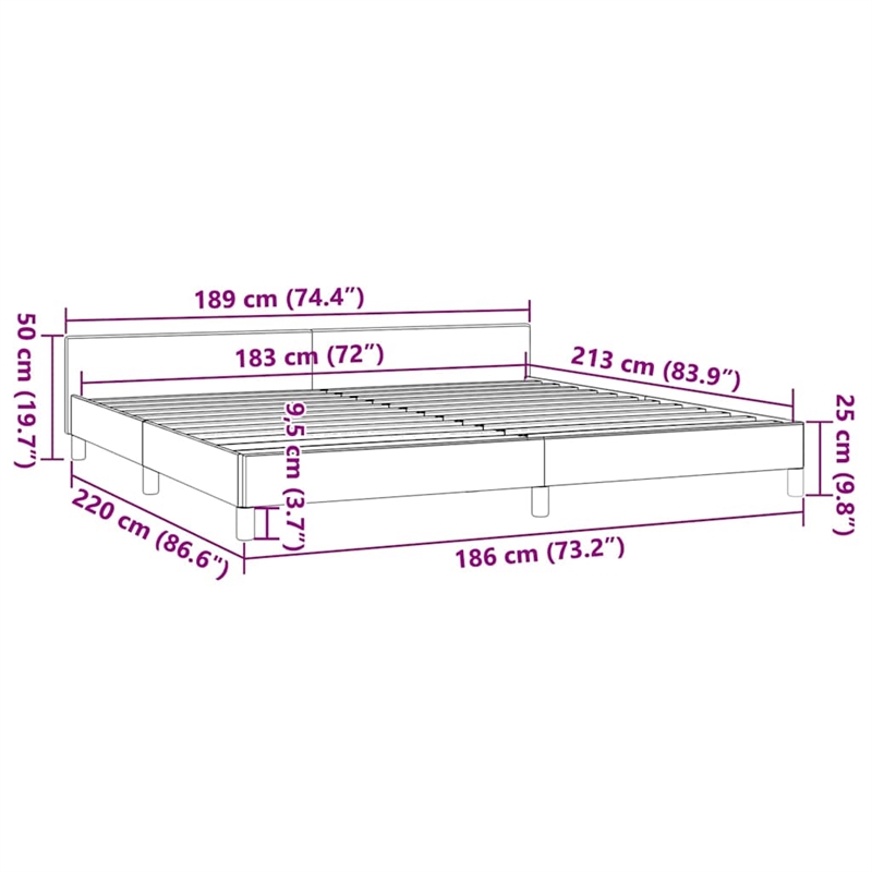 vidaXL Engineered Wood California King Bed Frame with Headboard in White