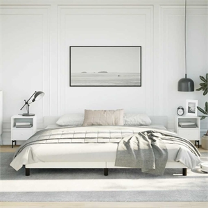 vidaXL Engineered Wood California King Bed Frame with Headboard in White