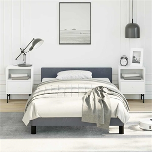 vidaXL Engineered Wood Twin Bed Frame with Headboard in Dark Gray