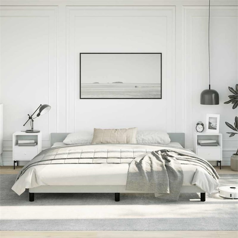 vidaXL King Bed Frame With Headboard in Light Gray