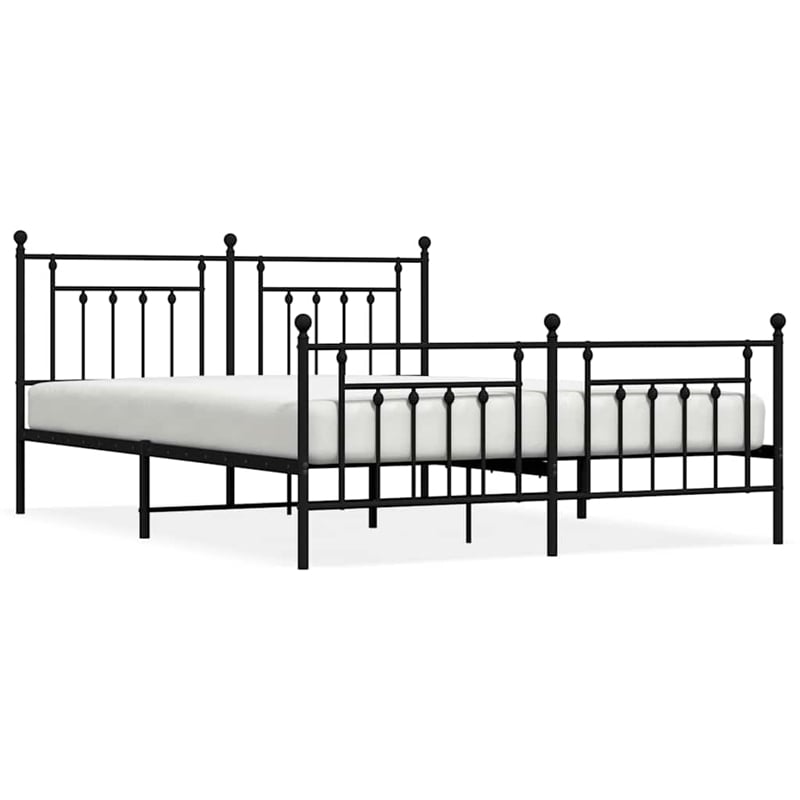 vidaXL 72 x 84 Powder-Coated Steel Bed Frame in Black