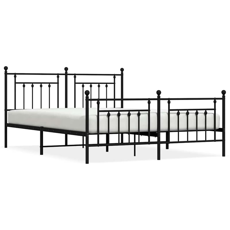 vidaXL 72 x 84 Powder-Coated Steel Bed Frame in Black