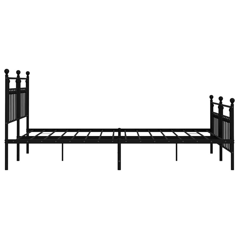vidaXL 72 x 84 Powder-Coated Steel Bed Frame in Black