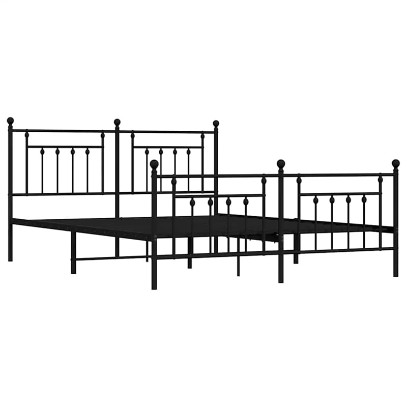 vidaXL 72 x 84 Powder-Coated Steel Bed Frame in Black