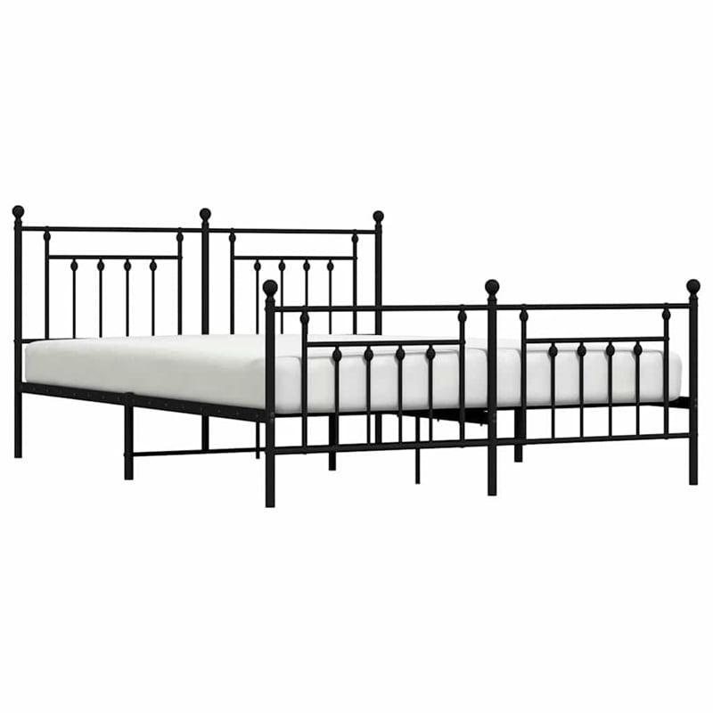 vidaXL 72 x 84 Powder-Coated Steel Bed Frame in Black