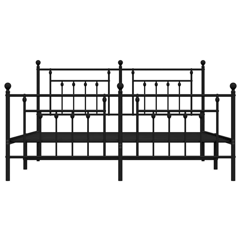 vidaXL 72 x 84 Powder-Coated Steel Bed Frame in Black