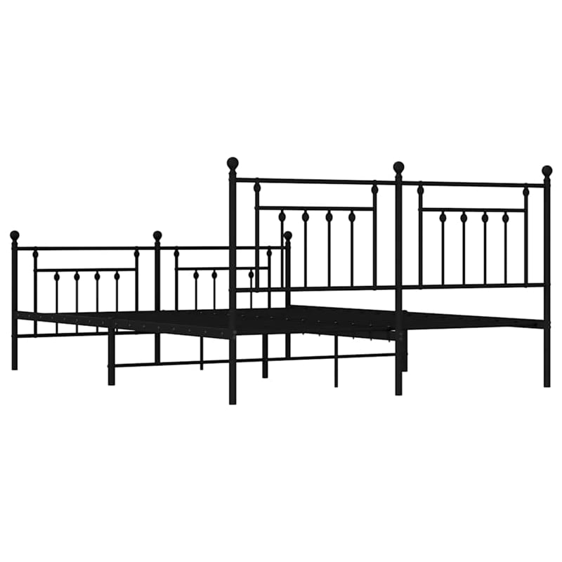 vidaXL 72 x 84 Powder-Coated Steel Bed Frame in Black