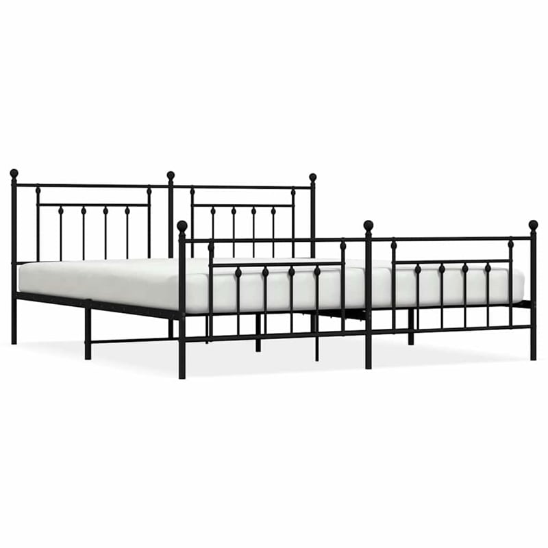 vidaXL Rectangular Industrial Steel Full Bed Frame in Black
