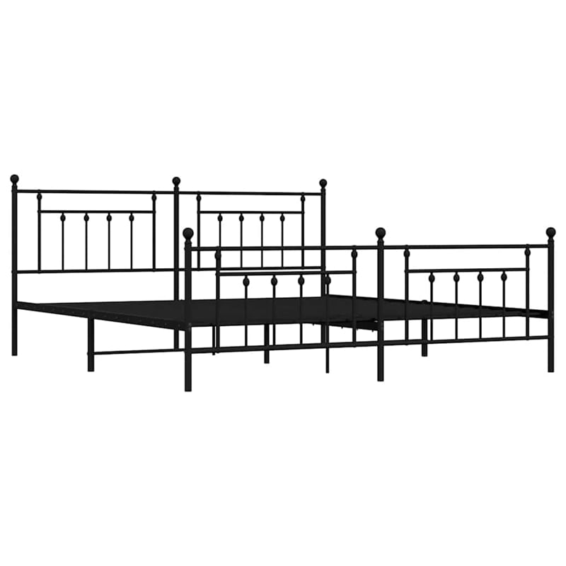 vidaXL Rectangular Industrial Steel Full Bed Frame in Black