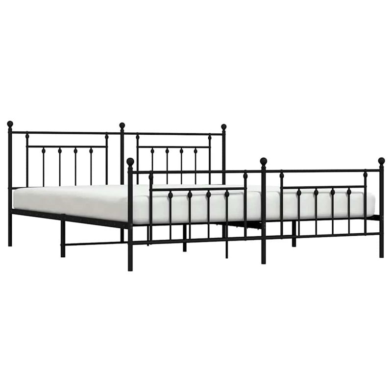 vidaXL Rectangular Industrial Steel Full Bed Frame in Black