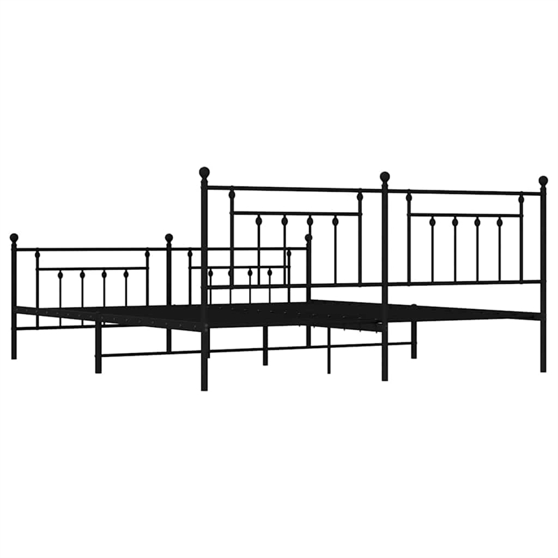 vidaXL Rectangular Industrial Steel Full Bed Frame in Black