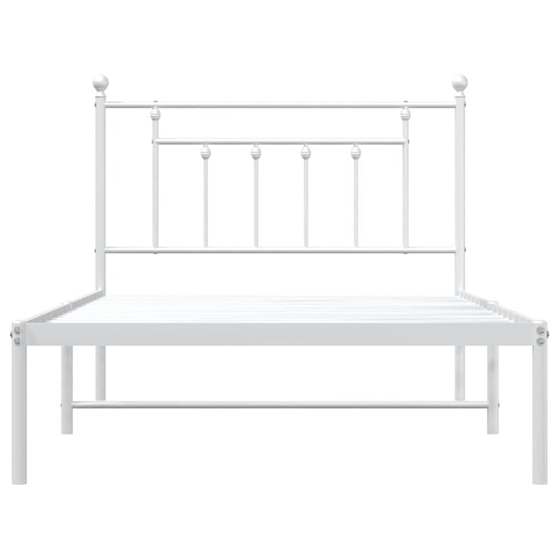 vidaXL Powder-Coated Steel Single Bed Frame in White