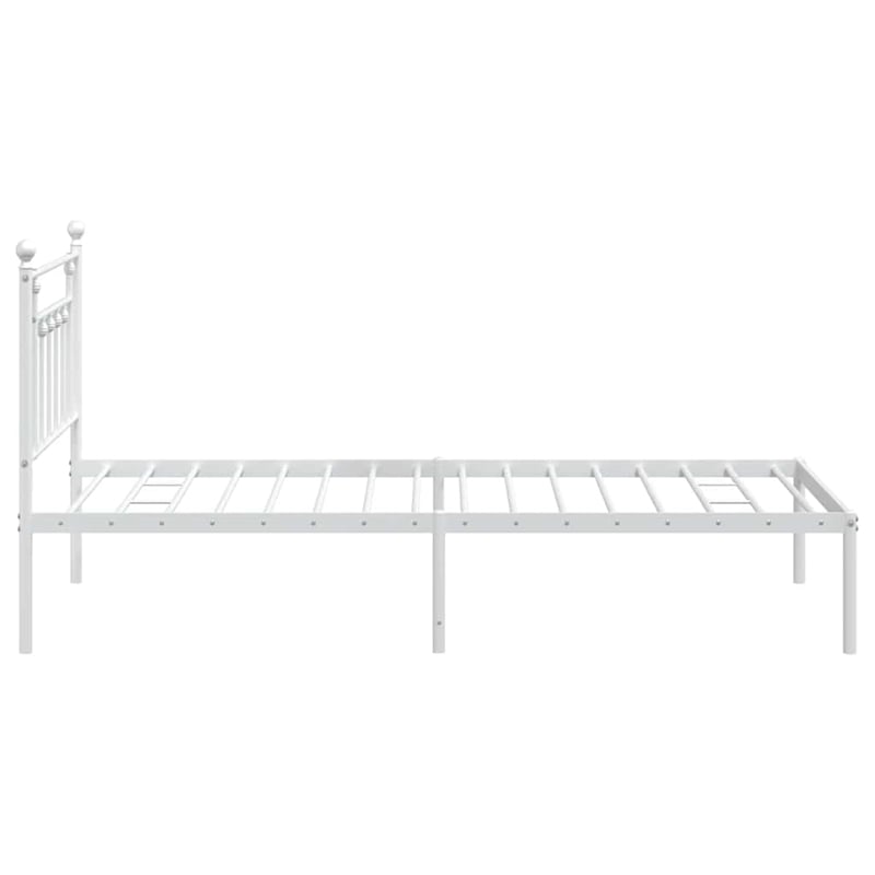 vidaXL Powder-Coated Steel Single Bed Frame in White