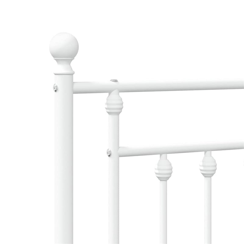 vidaXL Powder-Coated Steel Single Bed Frame in White