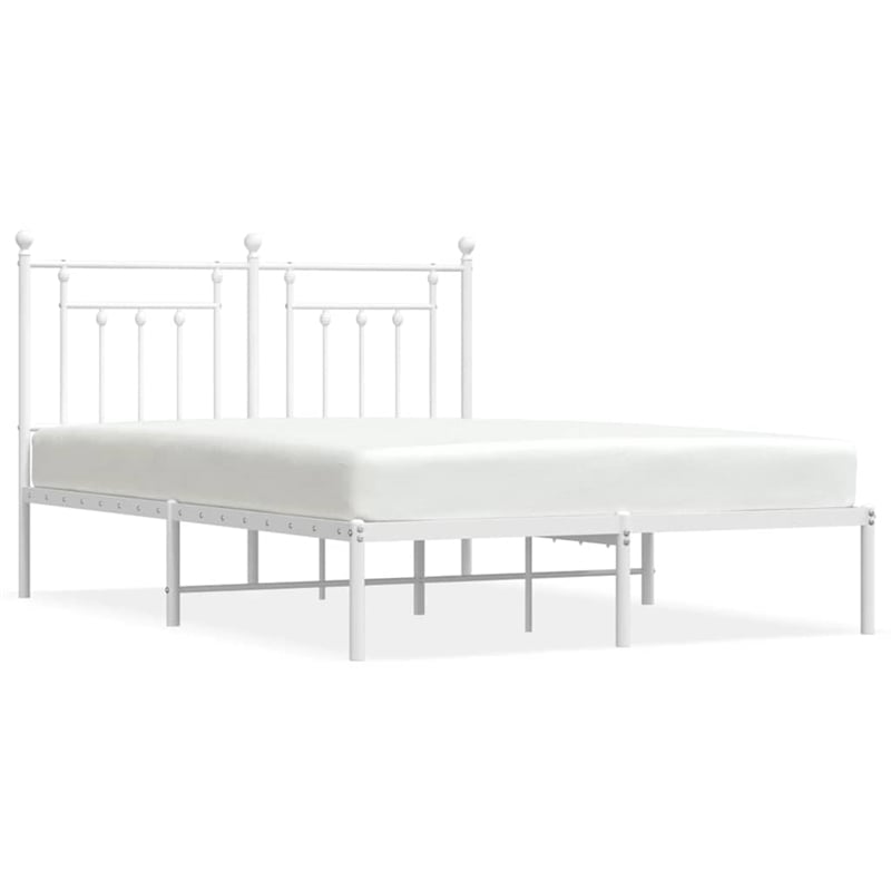 vidaXL Powder-Coated Steel King Size Bed Frame in White