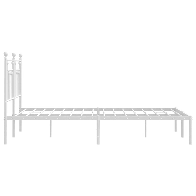 vidaXL Powder-Coated Steel King Size Bed Frame in White