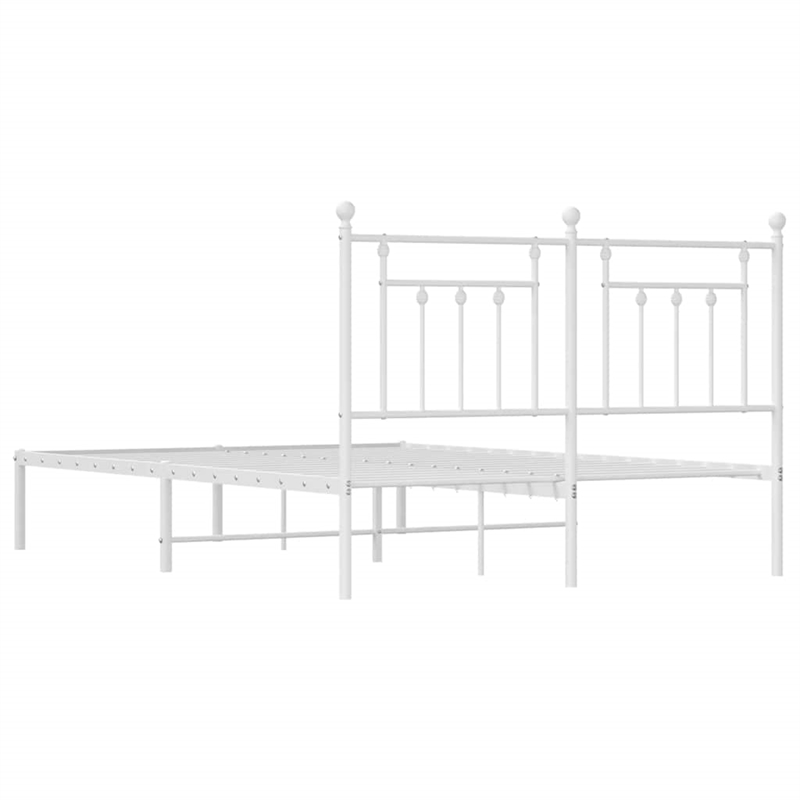 vidaXL Powder-Coated Steel King Size Bed Frame in White