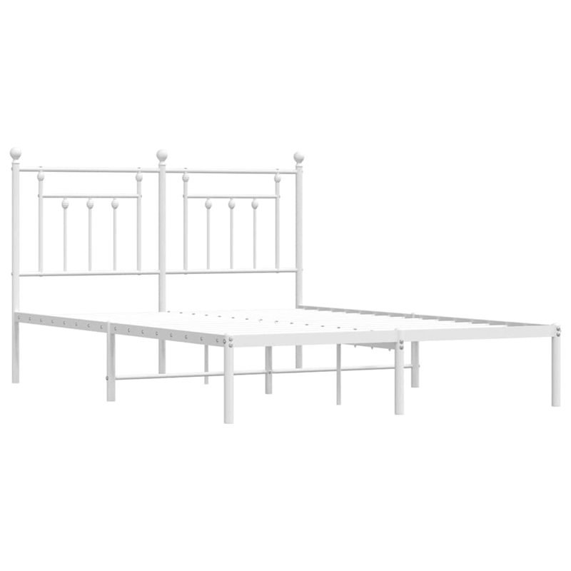 vidaXL Powder-Coated Steel King Size Bed Frame in White