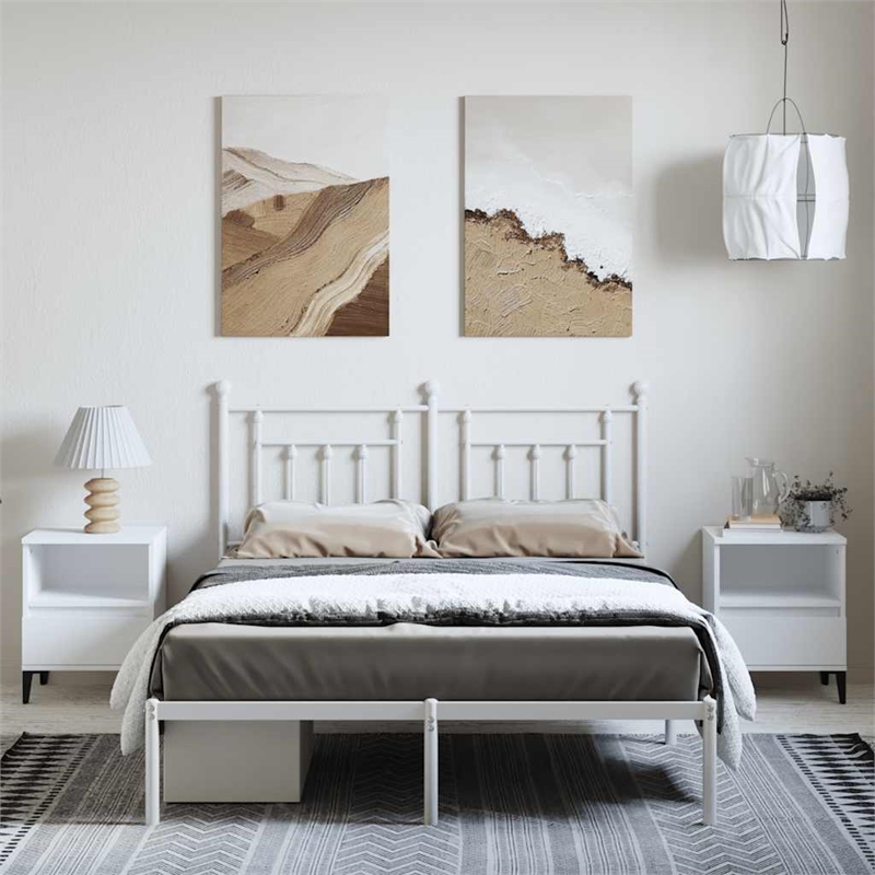 vidaXL Powder-Coated Steel King Size Bed Frame in White