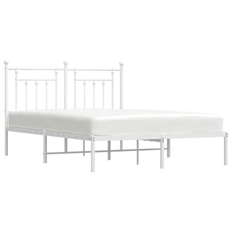 vidaXL Powder-Coated Steel King Size Bed Frame in White