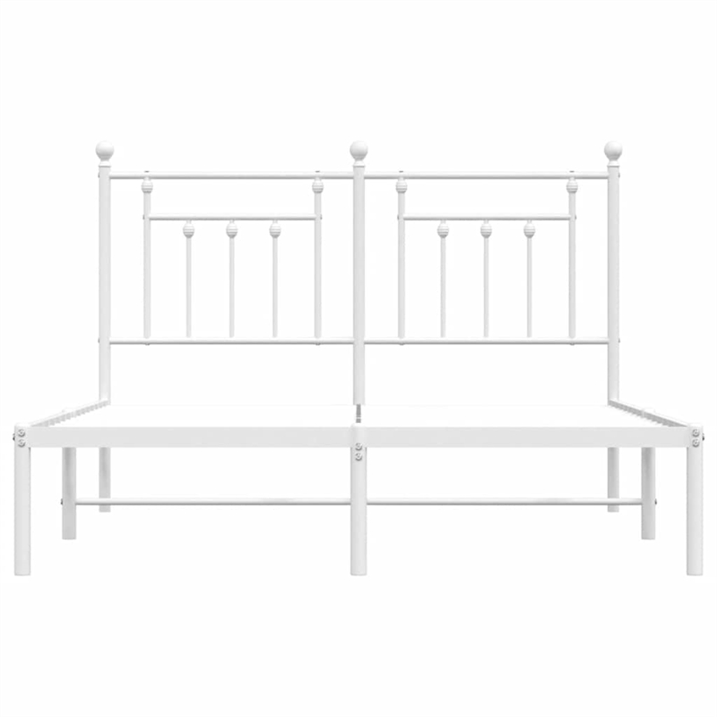 vidaXL Powder-Coated Steel King Size Bed Frame in White