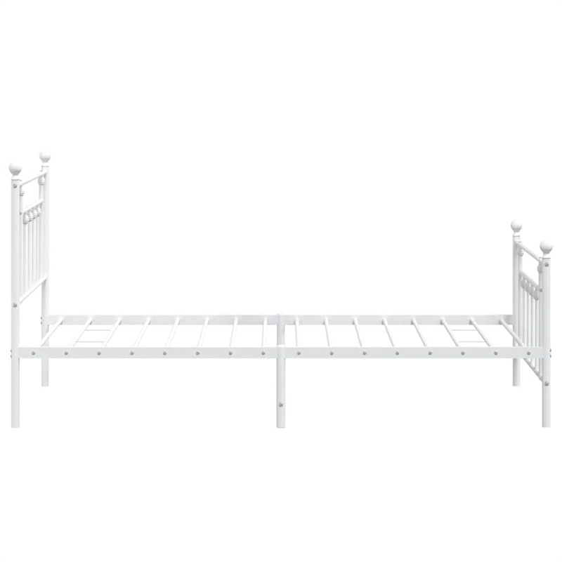 vidaXL Powder-Coated Steel Single Bed Frame in White