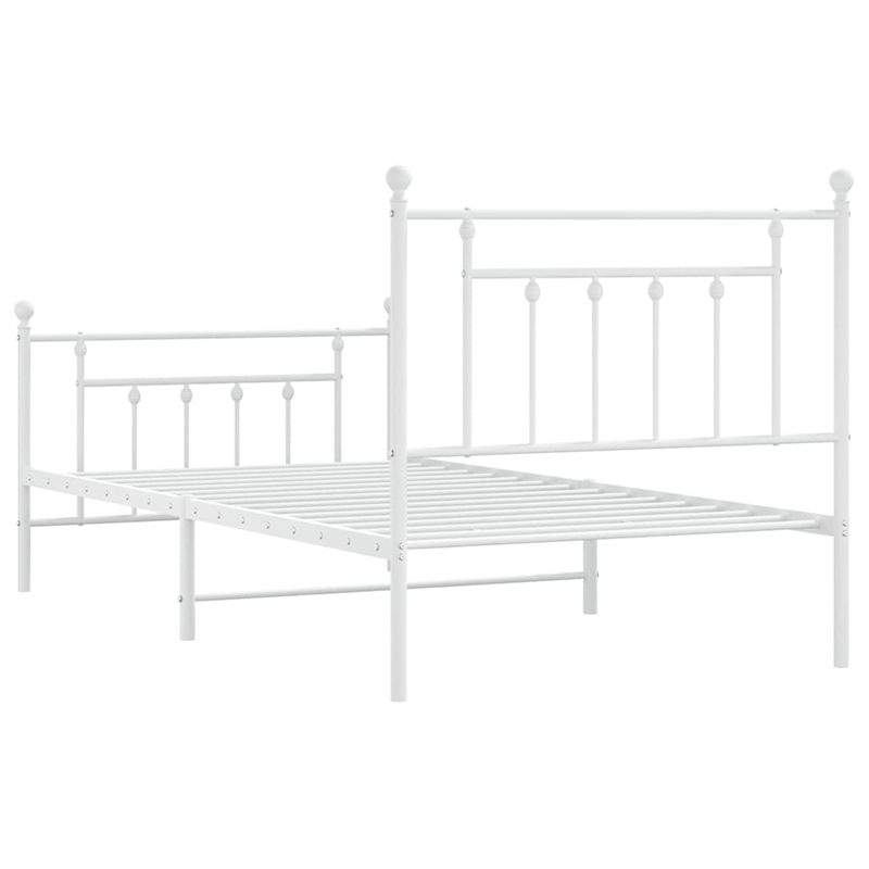 vidaXL Powder-Coated Steel Single Bed Frame in White