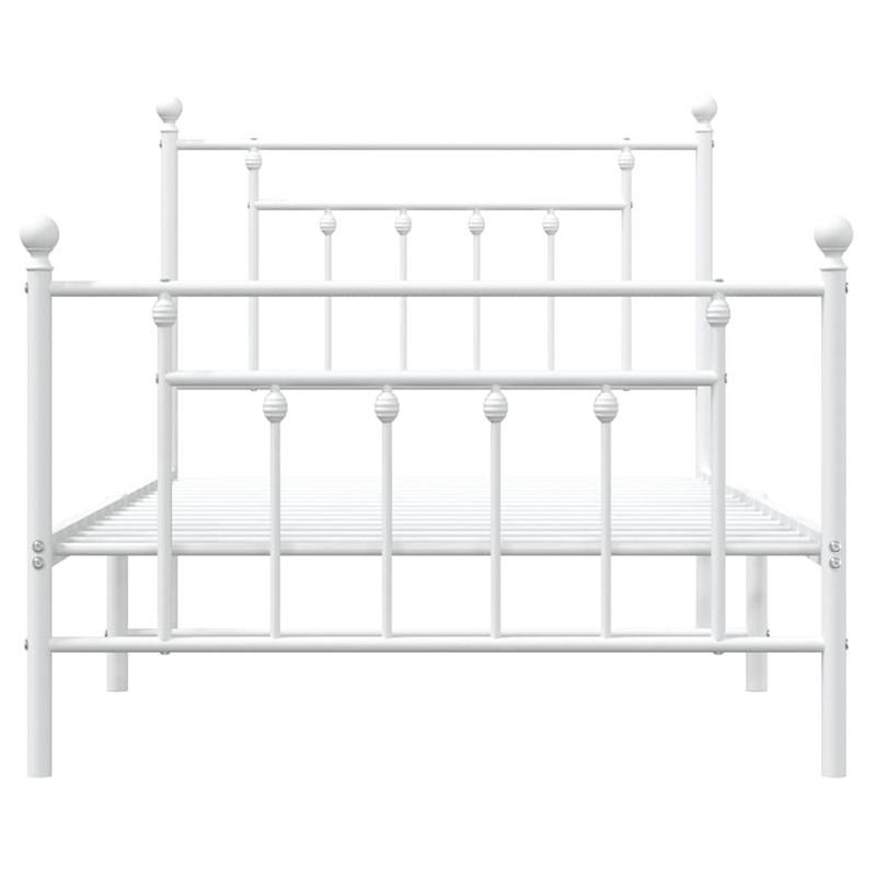 vidaXL Powder-Coated Steel Single Bed Frame in White