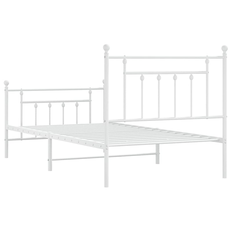 vidaXL Powder-Coated Steel Single Bed Frame in White