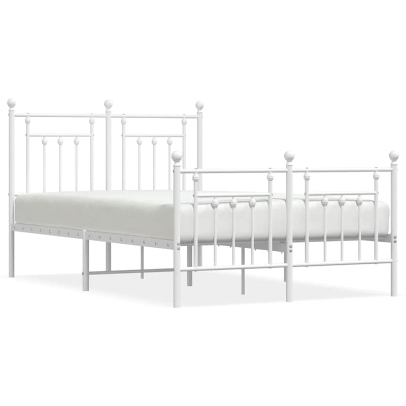 vidaXL Powder-Coated Steel Full/Double Metal Bed Frame in White