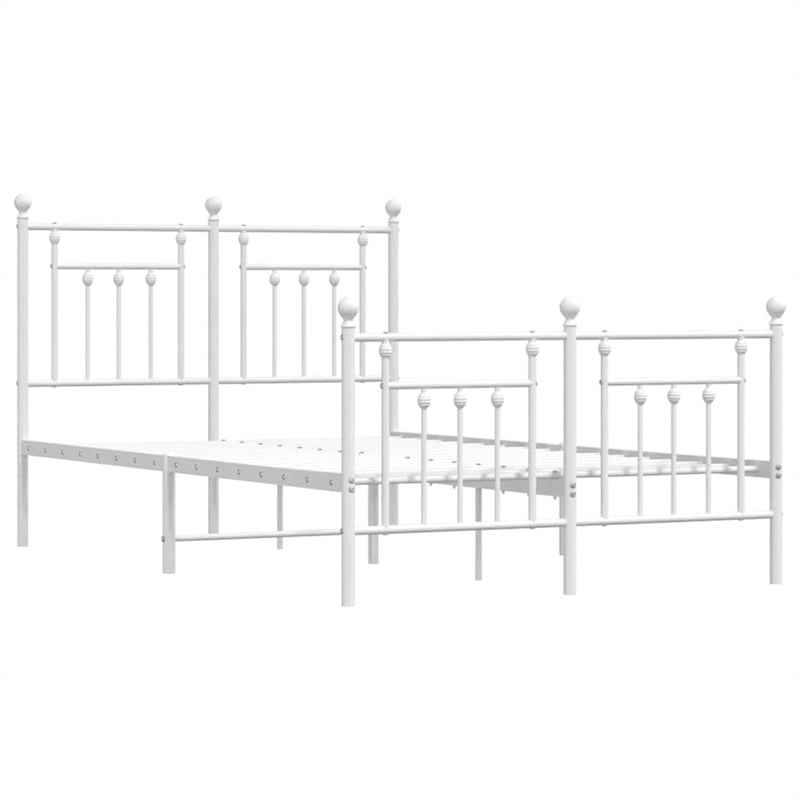 vidaXL Powder-Coated Steel Full/Double Metal Bed Frame in White