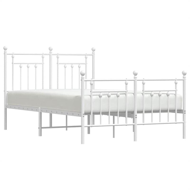 vidaXL Powder-Coated Steel Full/Double Metal Bed Frame in White