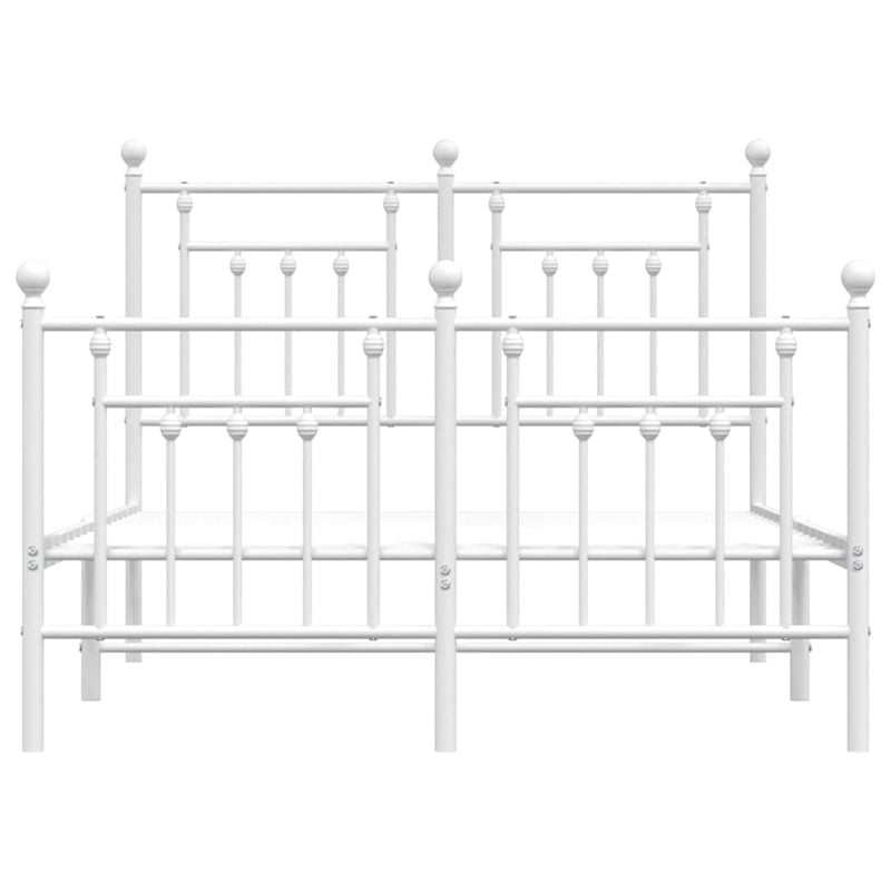 vidaXL Powder-Coated Steel Full/Double Metal Bed Frame in White