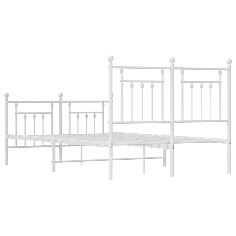 vidaXL Powder-Coated Steel Full/Double Metal Bed Frame in White