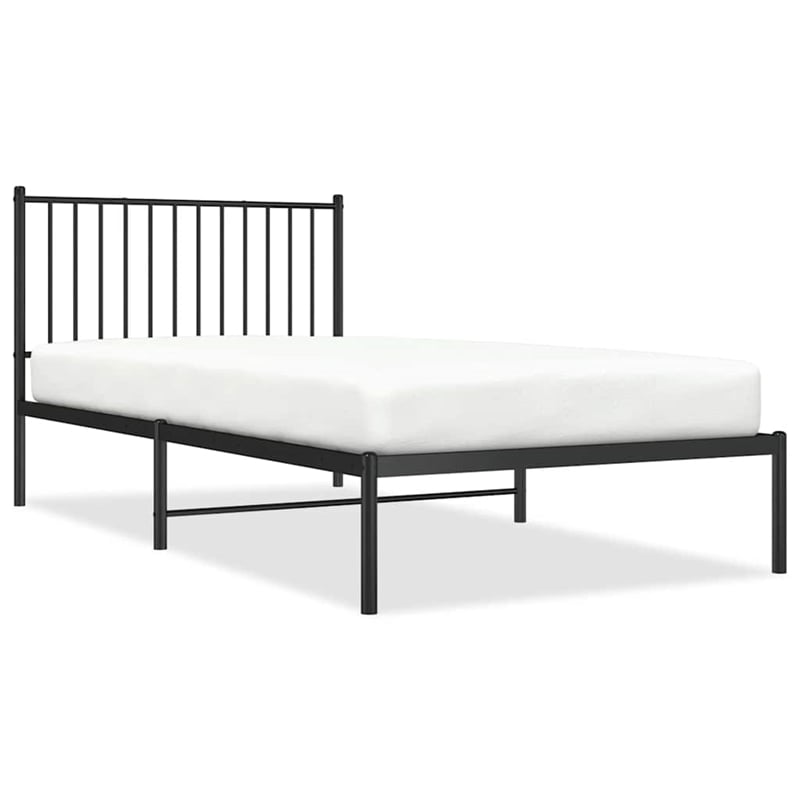 vidaXL Rectangular 39.4 x 78.7 Steel Bed Frame in Black