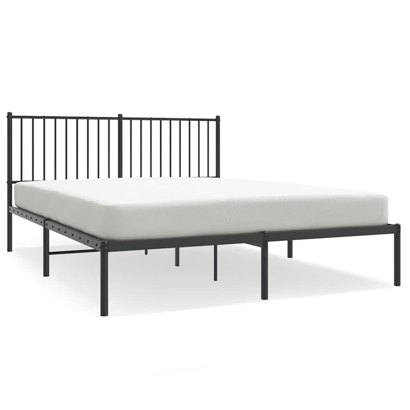 vidaXL Powder-Coated Steel King Size Bed Frame in Black