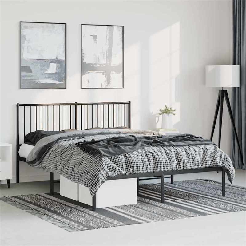 vidaXL Powder-Coated Steel King Size Bed Frame in Black