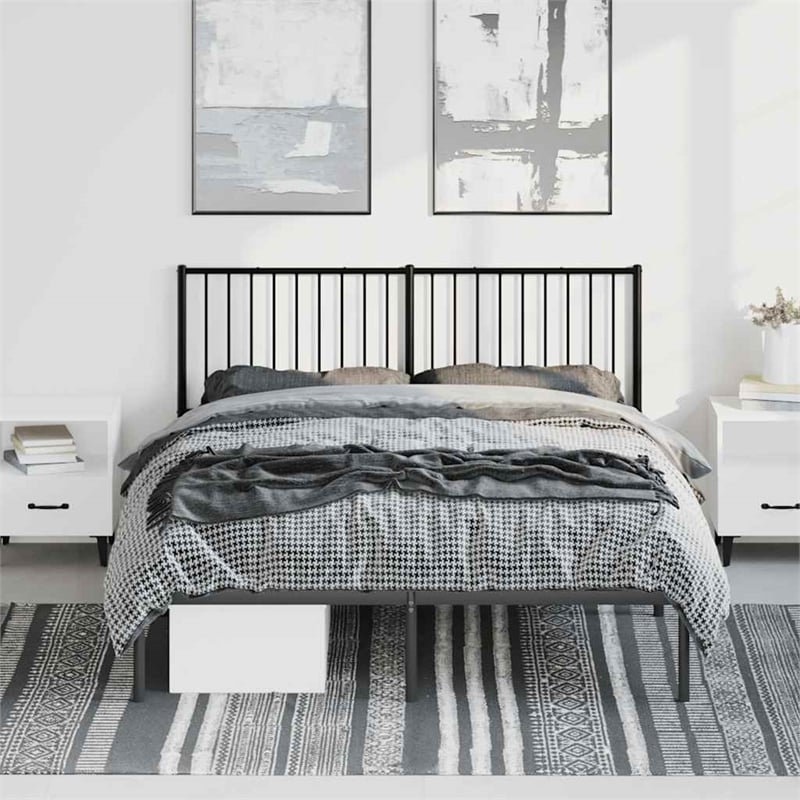 vidaXL Powder-Coated Steel King Size Bed Frame in Black