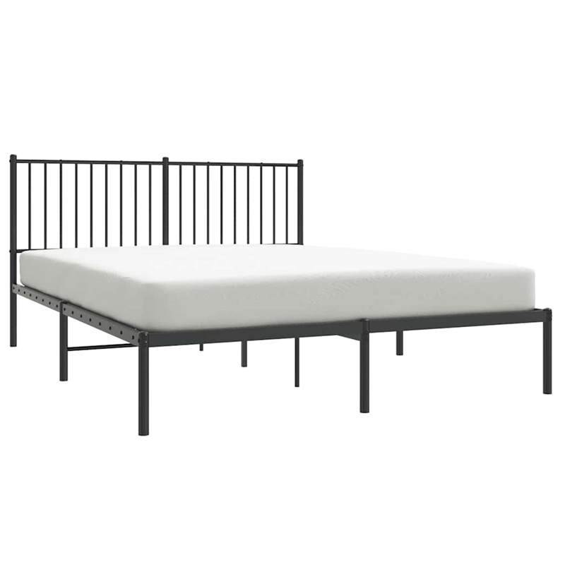 vidaXL Powder-Coated Steel King Size Bed Frame in Black