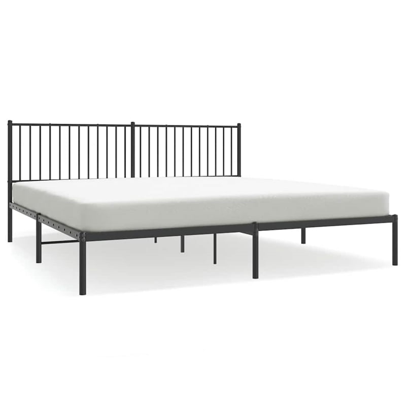 vidaXL Powder-Coated Steel King/Double Bed Frame in Black