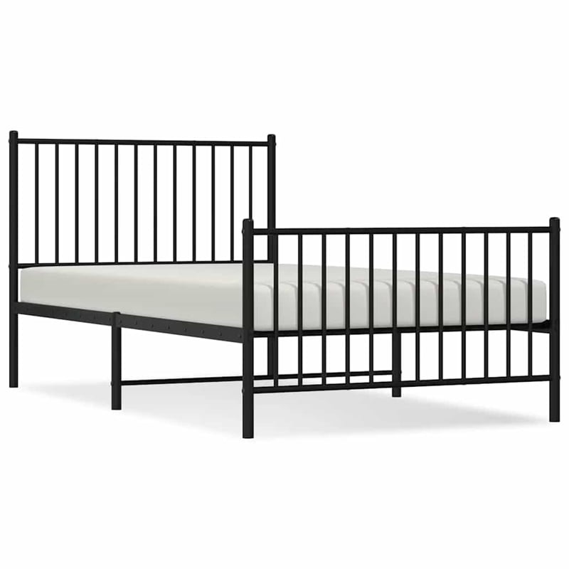 vidaXL Powder-Coated Steel Single Bed Frame in Black